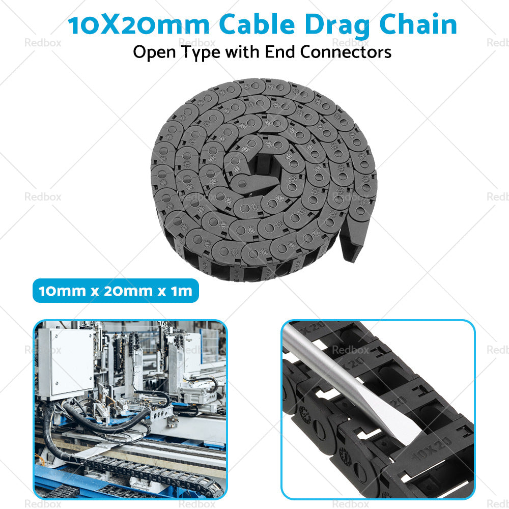 {{ 10mmX20mm 1Meter Drag Chain Cable Carrier Open Type with End Connectors Plastic }} - Buy Car Parts Online at {{ Kaka Auto Parts }}.