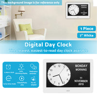 {{ LED Large Digital Day Clock 7  Calendar Dementia Date Week Month Year Time Wall }} - Buy Car Parts Online at {{ Kaka Auto Parts }}.