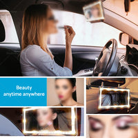 {{ Car Sun Visor Makeup Cosmetic Mirror Set with 3 Type 60 LED Light Black 26x13cm }} - Buy Car Parts Online at {{ Kaka Auto Parts }}.