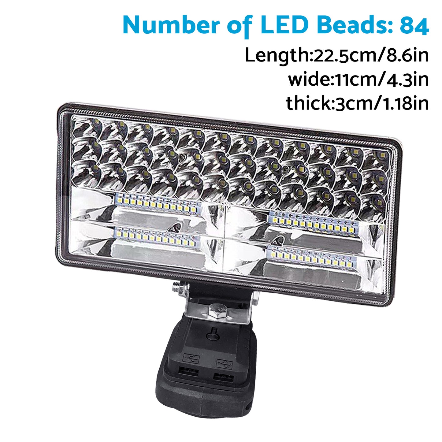 2x 18V 8in LED Work Light Torch with USB Ports Suitable For Makita Battery Camping/Flashlight Use