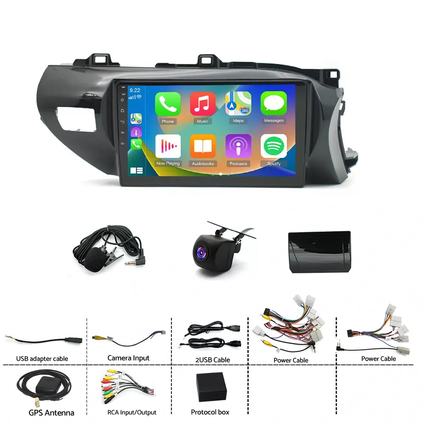 CarPlay Radio Head Unit Suitable For Toyota Hilux 15-22 Android 14 Apple 4+64G