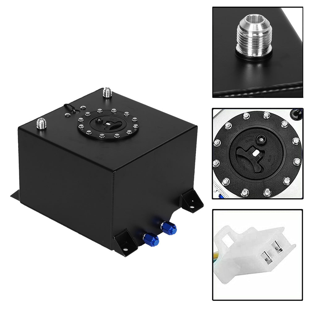 20 Gallon 80 Litre Black Aluminum Fuel Cell With Sending Unit Suitable For Universal Automotive Applications