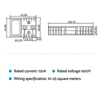 compare product 2x Grey Anderson Style Plug 120A Heavy Duty Connector Suitable For Universal Use