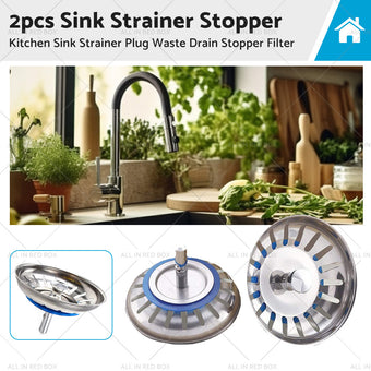 compare product 2PCS Kitchen Sink Strainer Plug Waste Drain Stopper Filter Stainless Steel