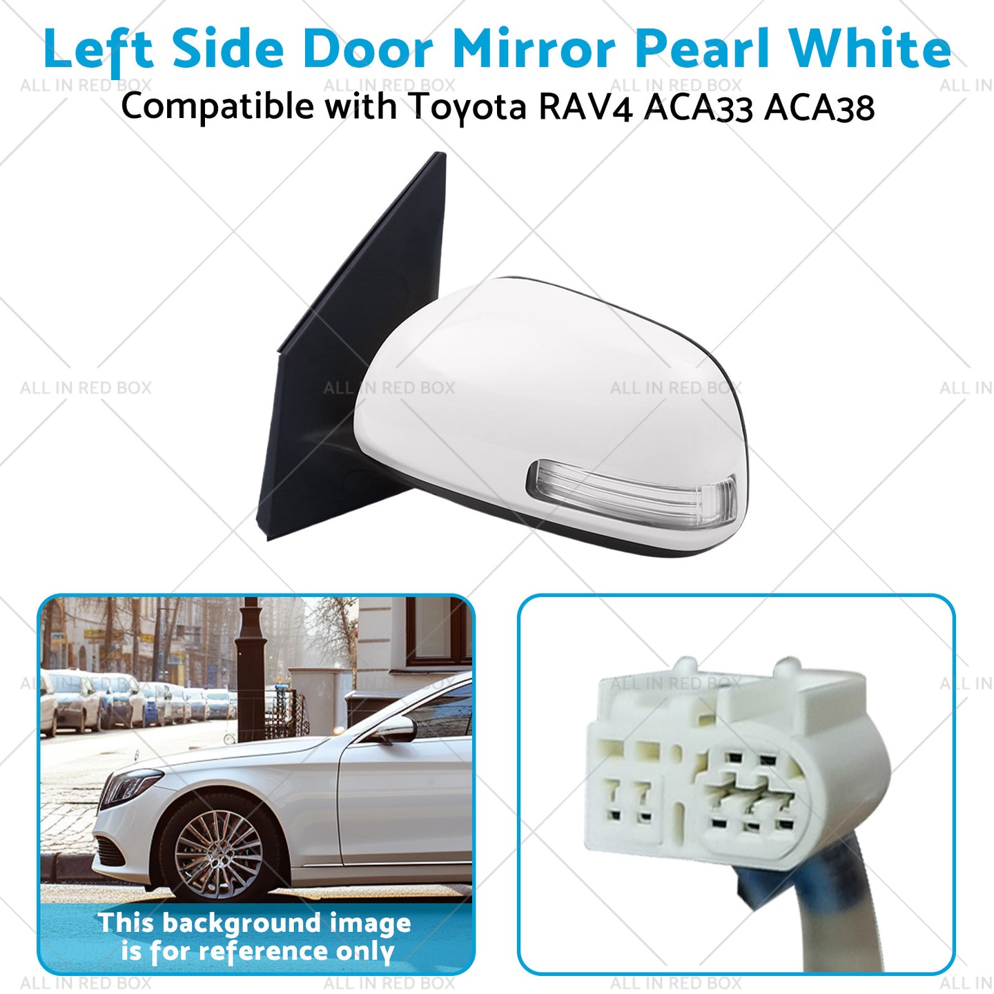 {{ Pearl White Mirror Left Side Door Suitable for Toyota RAV4 ACA33 ACA38 2008-2012 }} - Buy Car Parts Online at {{ Kaka Auto Parts }}.