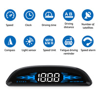 Car HUD Head-Up Display LCD Digital GPS Speedometer with Overspeed Alarm Universal