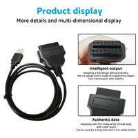 16-Pin OBD2 To USB Adapter Cable Connector Suitable For Vehicle Diagnostic Tool