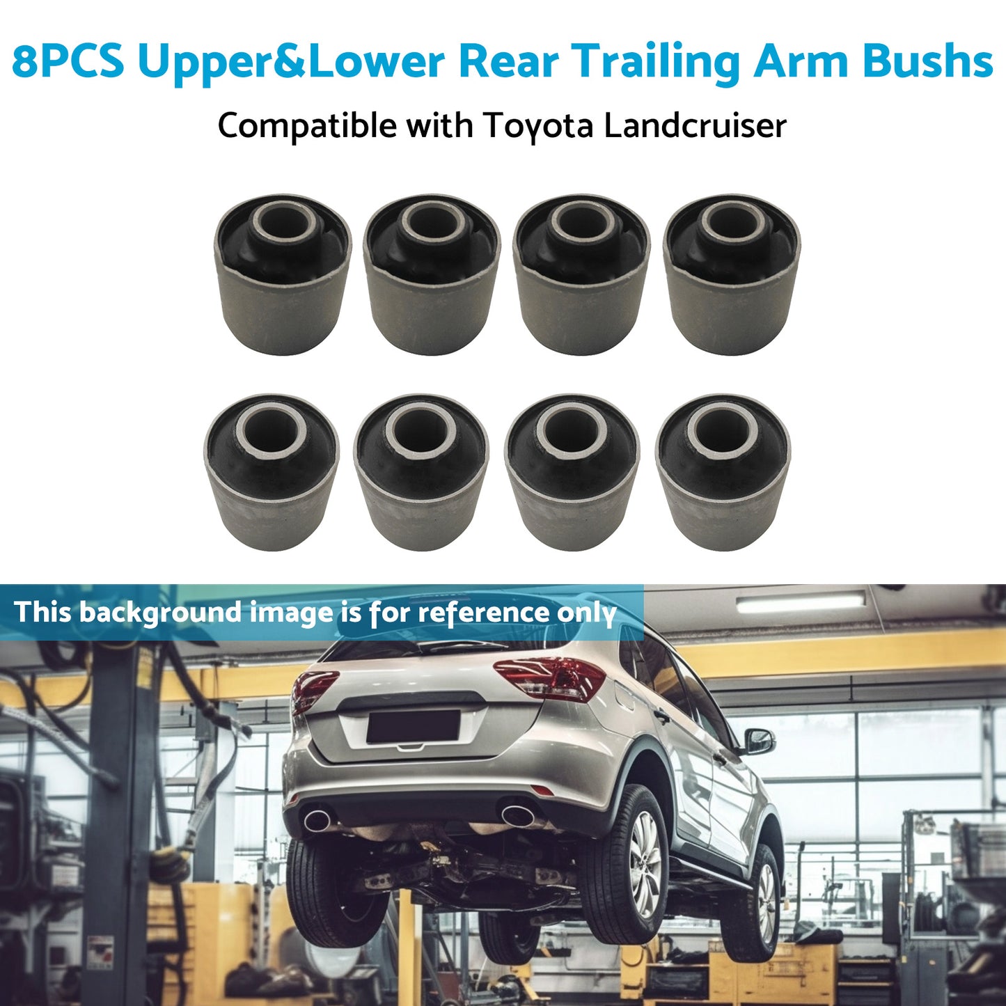 {{ 8x Upper and Lower Rear Trailing Arm Bush Kit Suitable for Toyota Landcruiser 80 105 }} - Buy Car Parts Online at {{ Kaka Auto Parts }}.