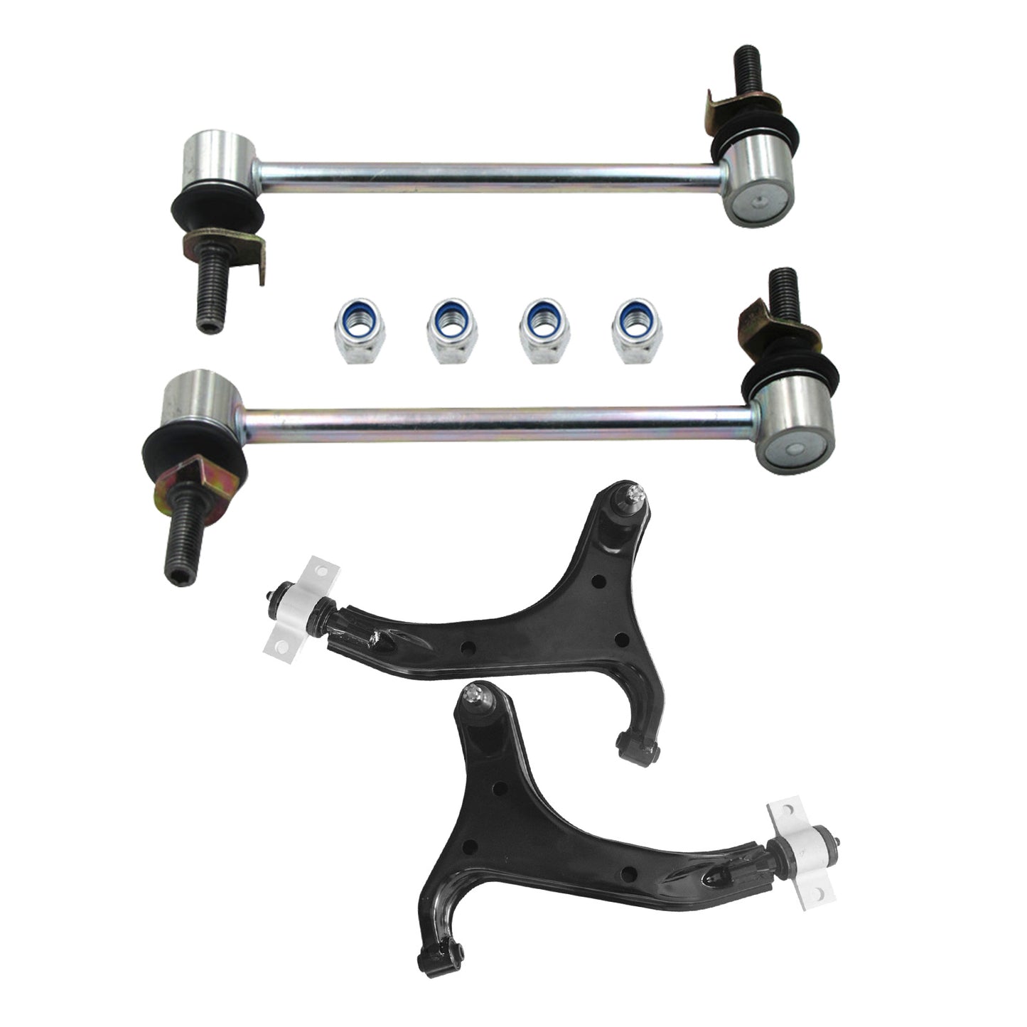 Front LH+ RH Lower Control Arm&Sway Bar Link Set Suitable For Nissan Elgrand E51