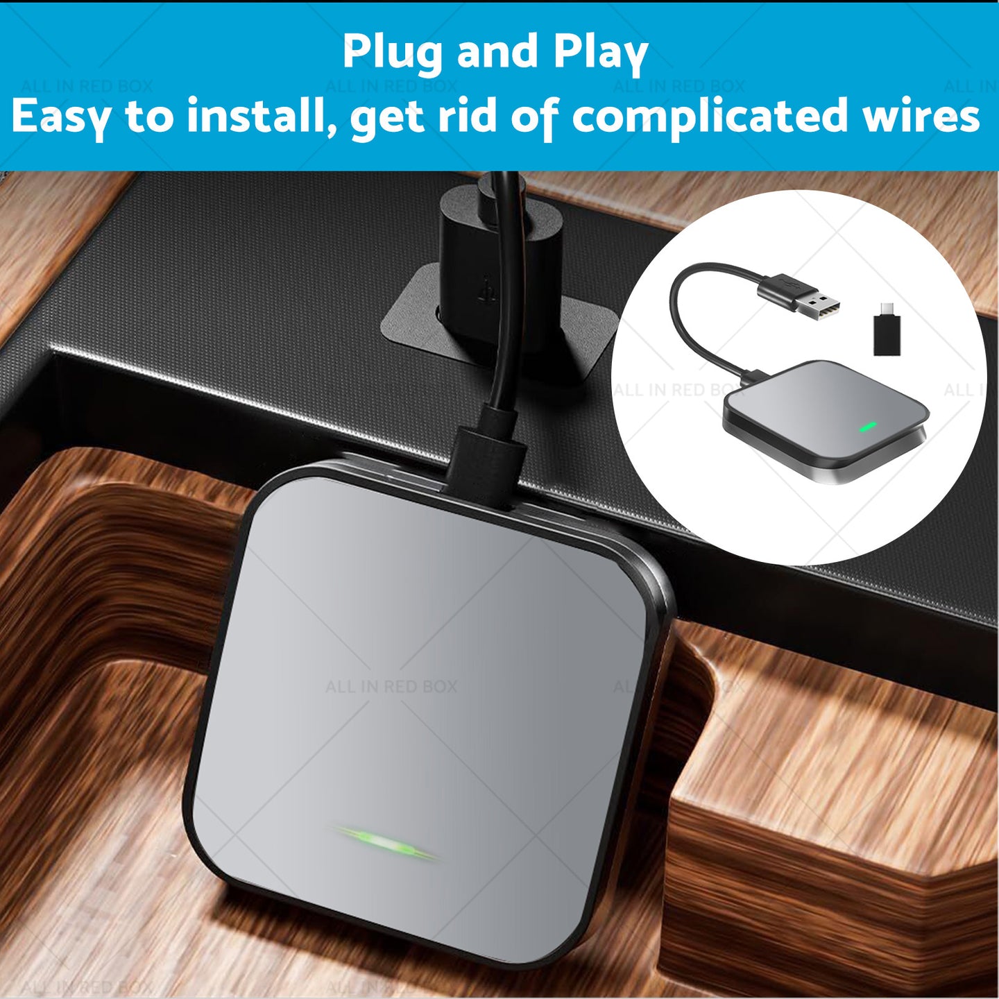 {{ Gray Bluetooth USB Wireless Receiver Suitable for Apple CarPlay Adapter }} - Buy Car Parts Online at {{ Kaka Auto Parts }}.