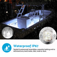 4x Round LED Marine Boat Cabin & Deck Courtesy Lights Suitable For Walkway – White Stern Light
