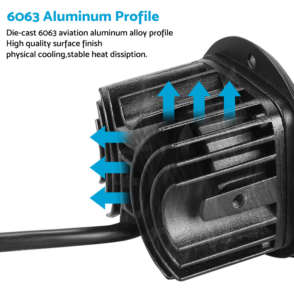 2x 3inch Flush Mount LED Work Light Bar Reverse Fog Lamp 4WD White Yellow 8D Len