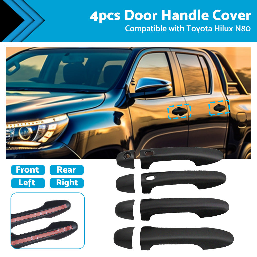 {{ 4PCS Door Handle Cover Matte Black Suitable For Toyota Hilux N80 2015-2021 }} - Buy Car Parts Online at {{ Kaka Auto Parts }}.