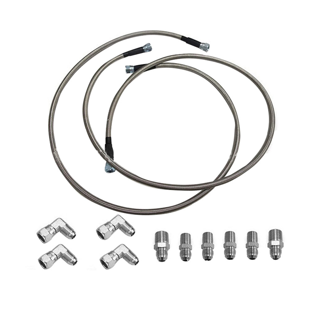 Stainless Steel Braided Transmission Cooler Hose Fitting Kit Suitable For 700R4 / TH350 / TH400