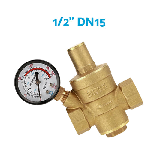DN15/20/25 Brass Adjustable Water Pressure Reducing Valve with Gauge
