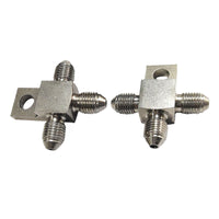 3 AN Male Stainless Steel Brake Hose Tee Block Pair with Mounting Tab Suitable For Universal Use
