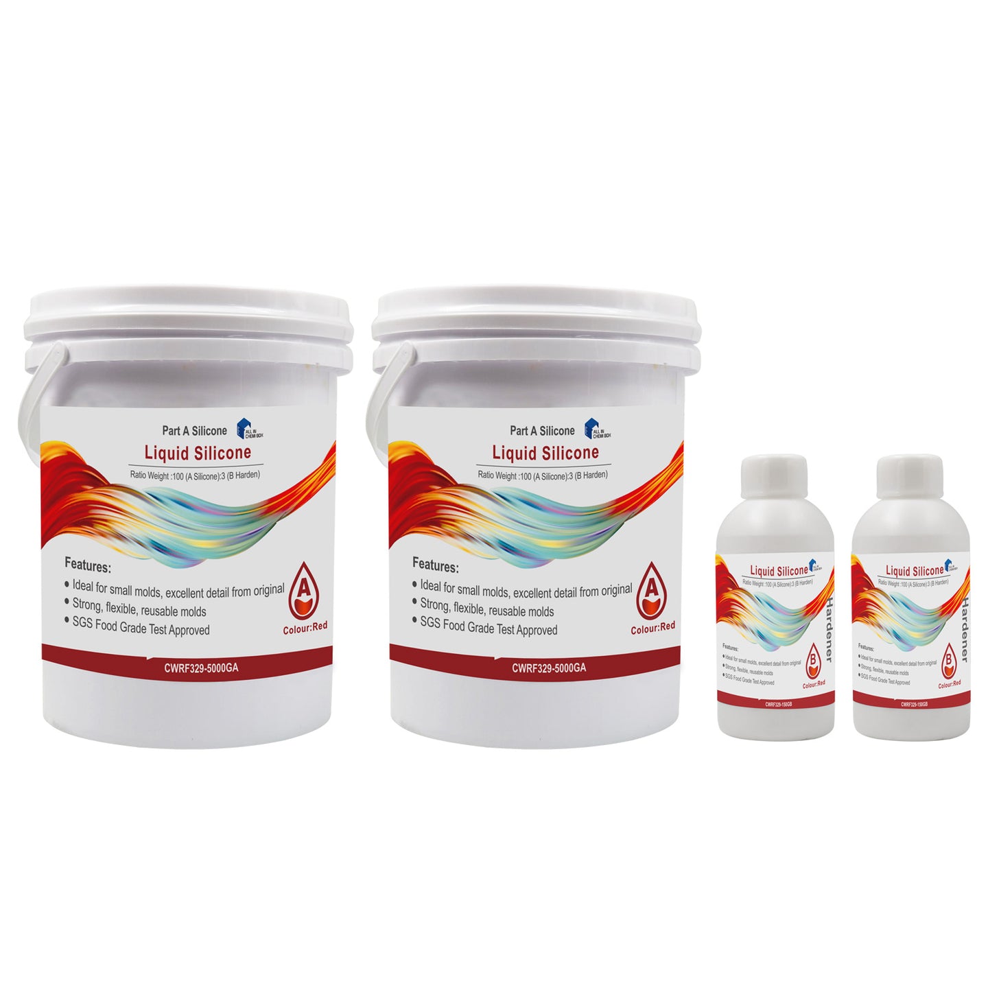 {{ SH25 Liquid Silicone Rubber Mould Making Kit 100:3 Mix - 1Kg 5Kg 10Kg Red }} - Buy Car Parts Online at {{ Kaka Auto Parts }}.