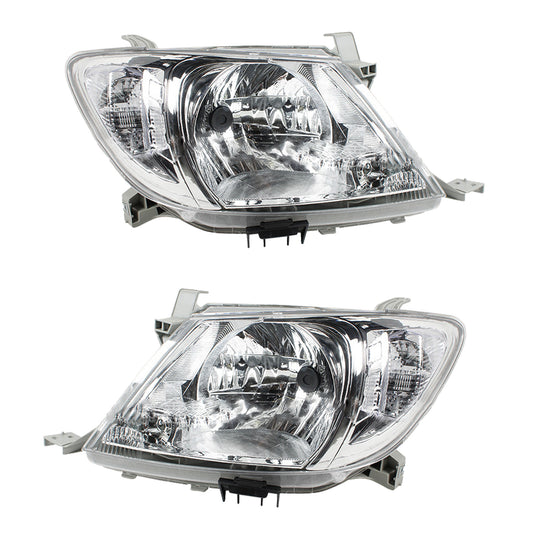 Pair of Left & Right Headlight Lamps Suitable For Toyota Hilux 2WD / 4WD 2008-2012