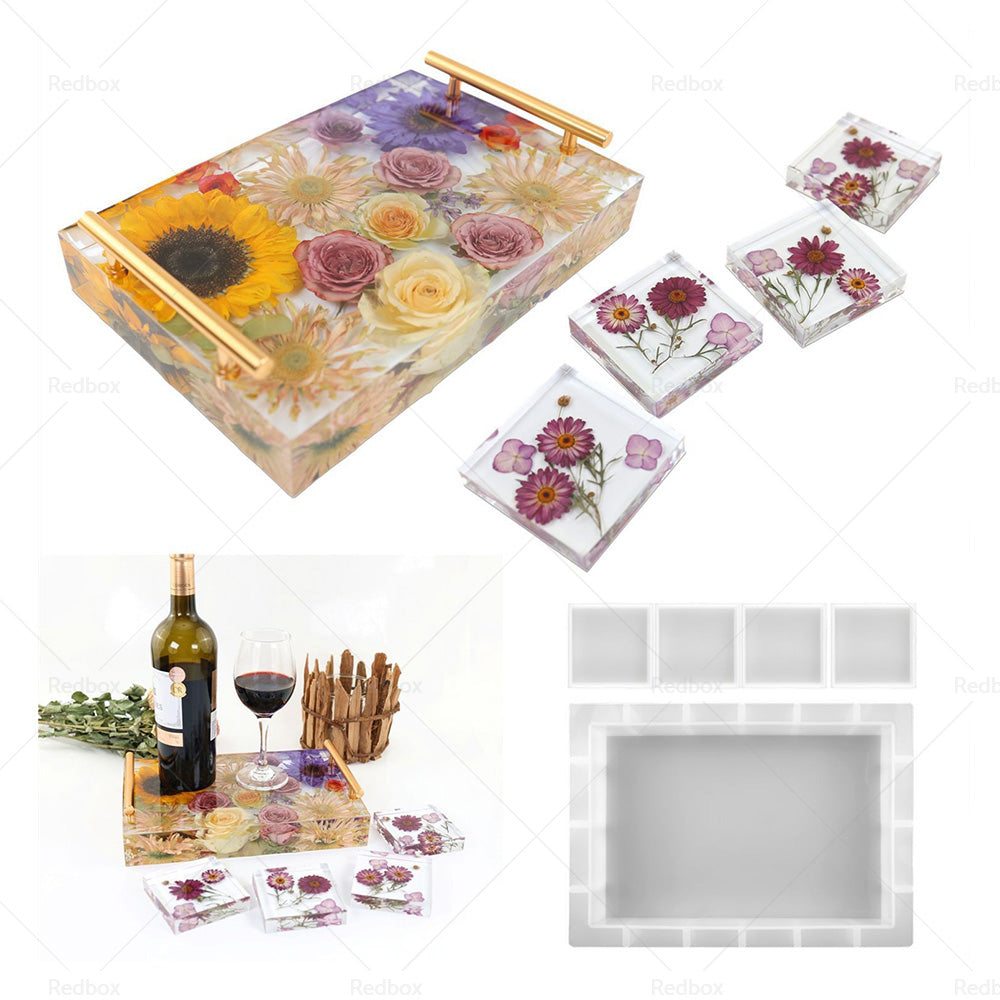 {{ Silicone Epoxy Resin Casting Tray Mold 13. 5 inch  Deep Rectangle Mold4 Coaster Mold }} - Buy Car Parts Online at {{ Kaka Auto Parts }}.