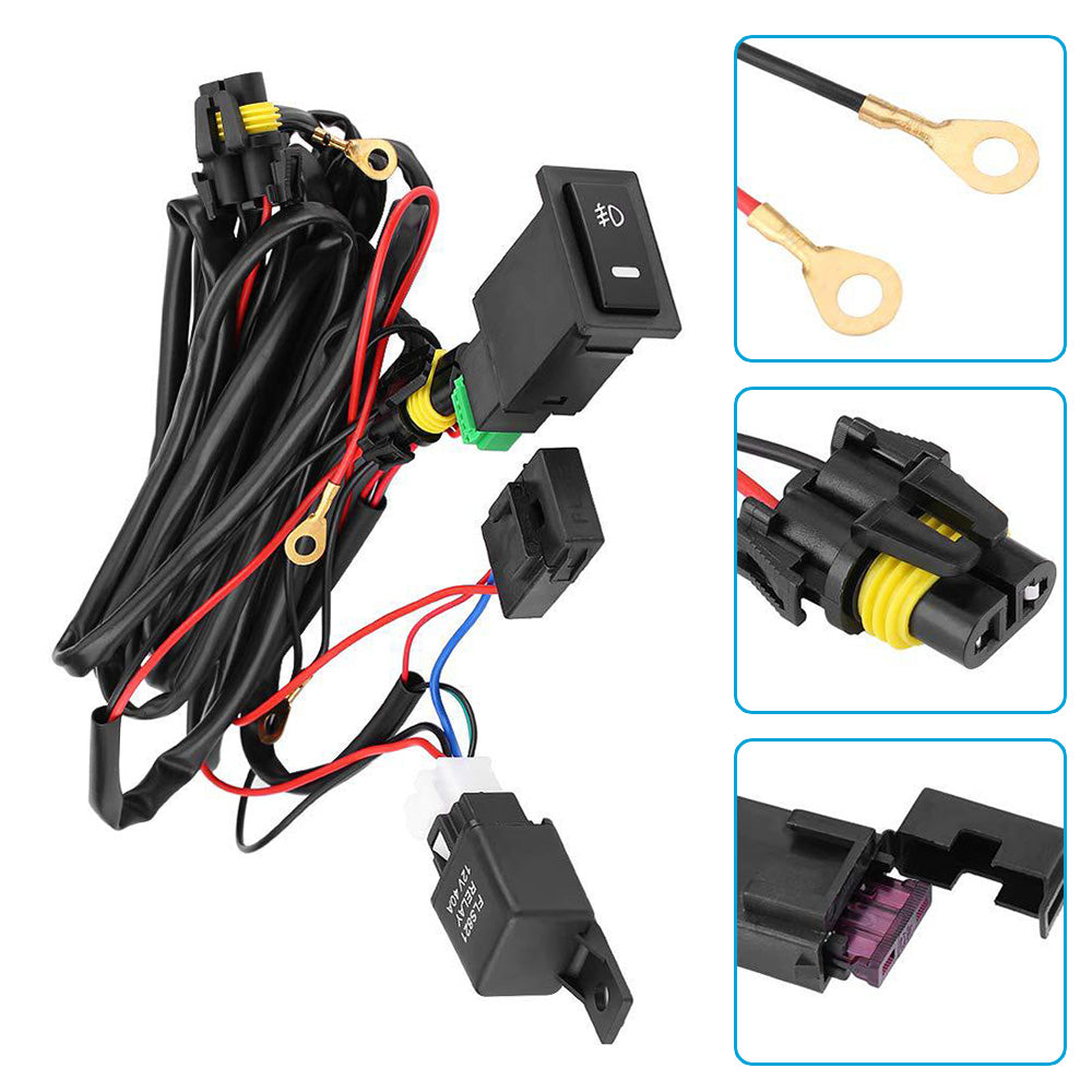{{ Harness Kit 12V Car LED Fog Light On Off Switch Wiring Harness Fuse Relay Kit }} - Buy Car Parts Online at {{ Kaka Auto Parts }}.