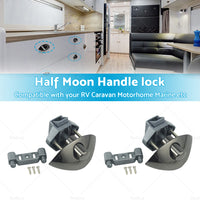 {{ 2x Zinc Alloy Half Moon Handle Push Lock Knob For Camper RV Kitchen Cabin Black }} - Buy Car Parts Online at {{ Kaka Auto Parts }}.