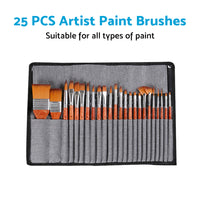 25 Pcs Artist Paint Brushes Watercolour Acrylic Oil Painting Brush With Case Set