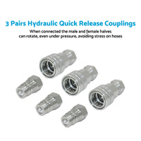 3 Sets 1 or 2 Inch BSP Hydraulic ISO Poppet Quick Release Couplings Suitable For Tractor