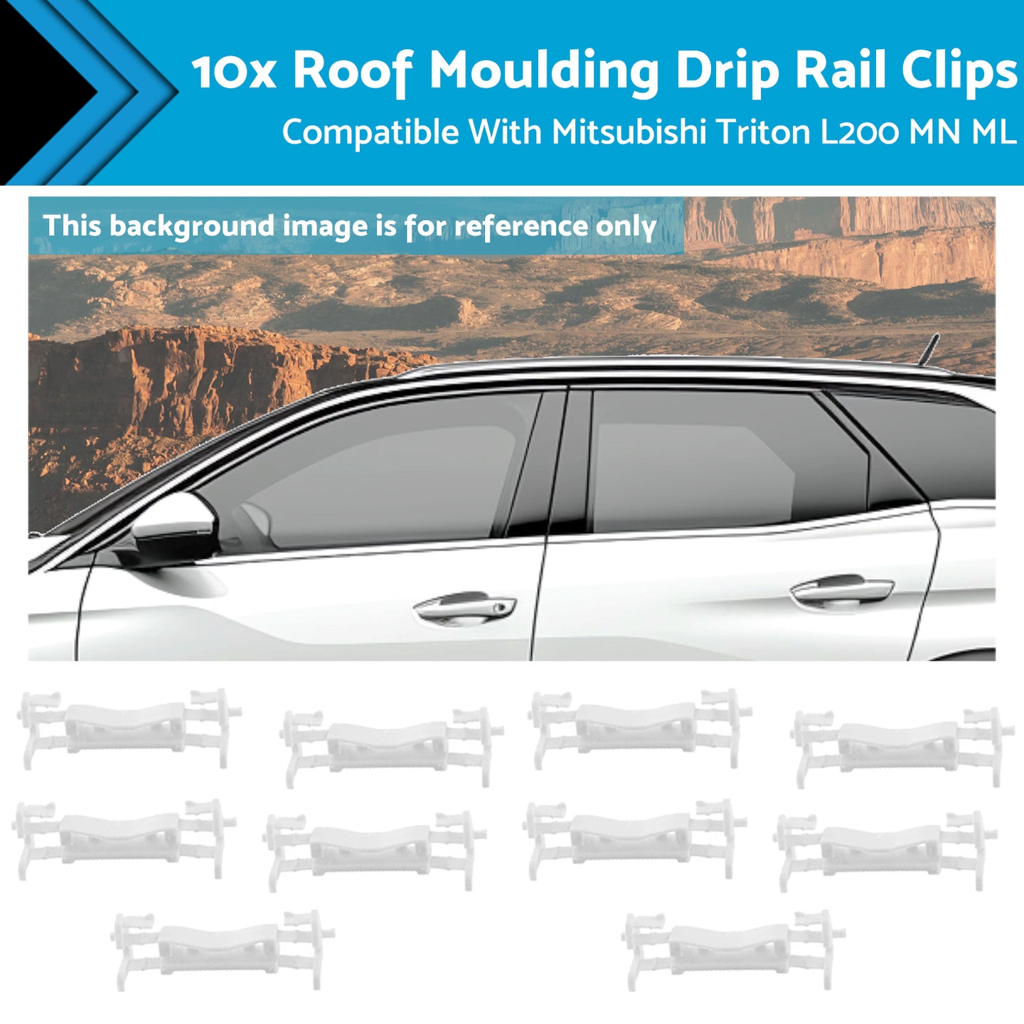 {{ 10x Roof Moulding Drip Rail Clips Suitable for Mitsubishi Triton L200 2005-2014 }} - Buy Car Parts Online at {{ Kaka Auto Parts }}.