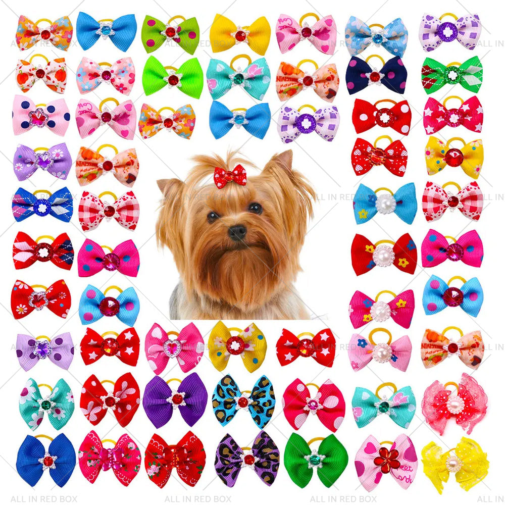 {{ Up To 100PCS Pet Small Dog Hair Bows Rubber Bands Puppy Cat Grooming Accessory }} - Buy Car Parts Online at {{ Kaka Auto Parts }}.