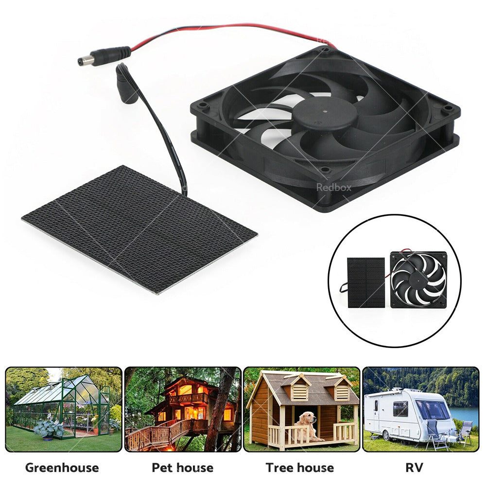 {{ 3W Solar Panel Powered Fan Mini Ventilator For Greenhouse Pet or Dog Chicken House }} - Buy Car Parts Online at {{ Kaka Auto Parts }}.