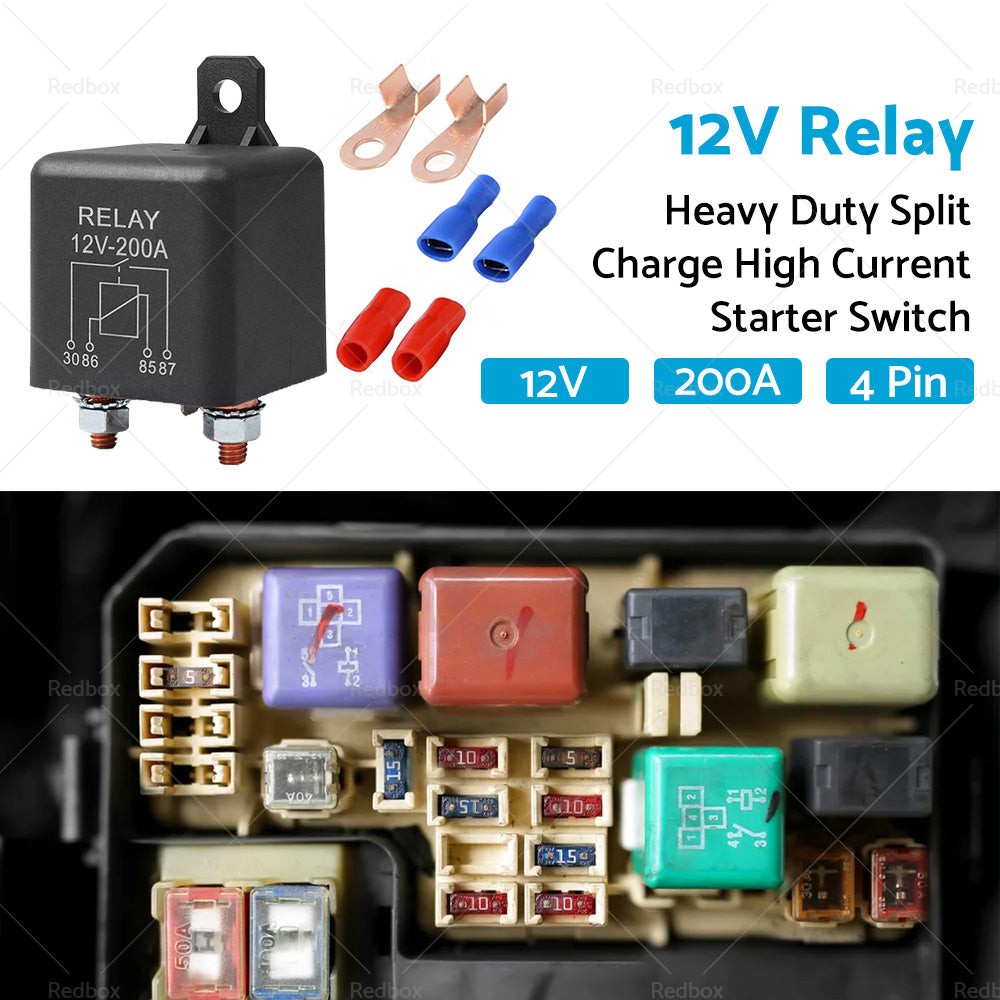 {{ 12V DC 200A Car Relay Heavy Duty Split Charge High Current 4Pin Starter Switch }} - Buy Car Parts Online at {{ Kaka Auto Parts }}.
