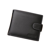 Mens Wallet Black Bi Fold with Top Layer Cowhide Leather Card Slots Coin Pocket