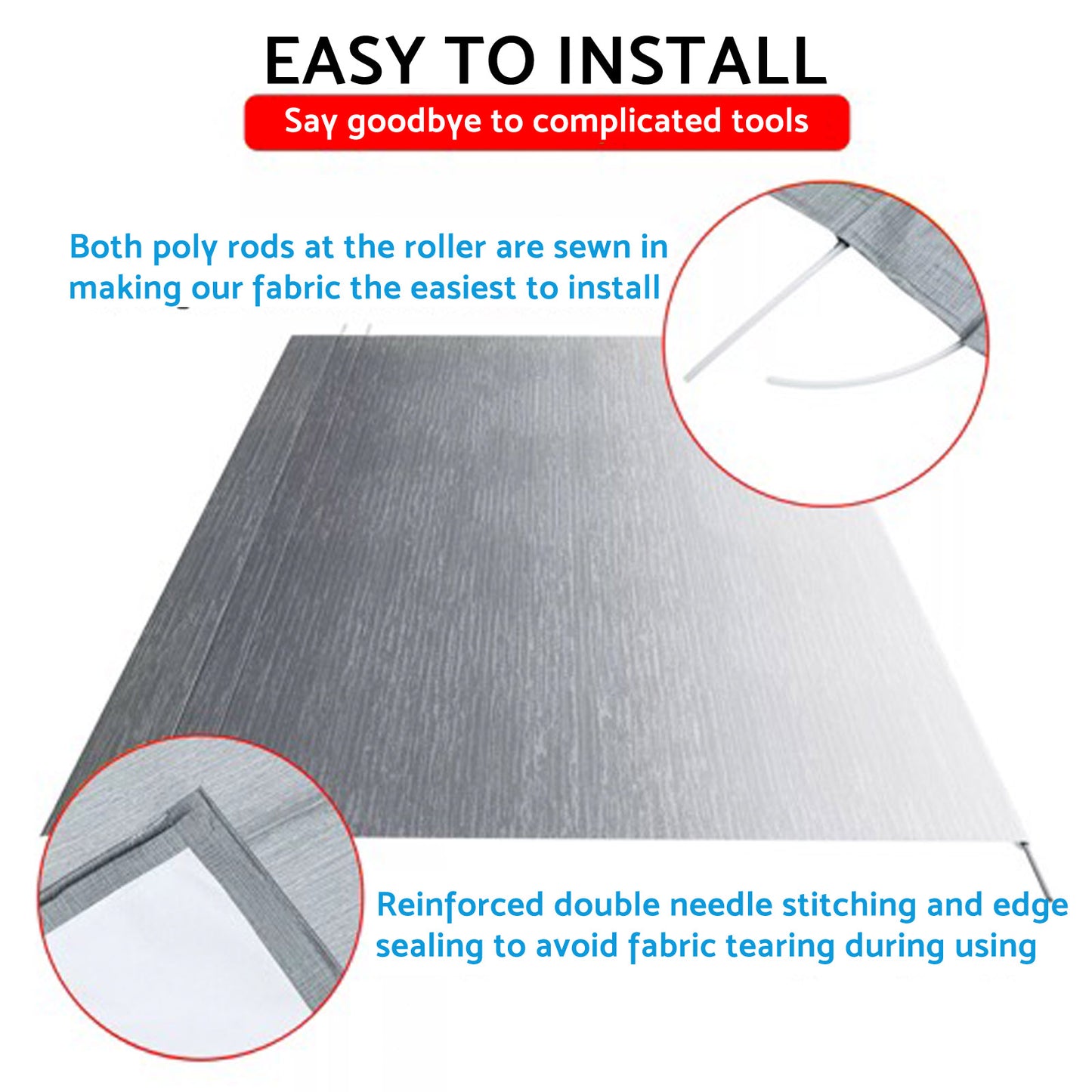 PVC Vinyl Awning Fabric Gray Fade 13-16FT Suitable For RV Caravan Trailer Camper