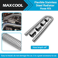 {{ 48inch Flexible Stainless Steel Radiator Hose Kit with Chrome Caps Car Polished }} - Buy Car Parts Online at {{ Kaka Auto Parts }}.