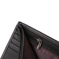 Mens Wallet Black Bi Fold with Top Layer Cowhide Leather Card Slots Coin Pocket