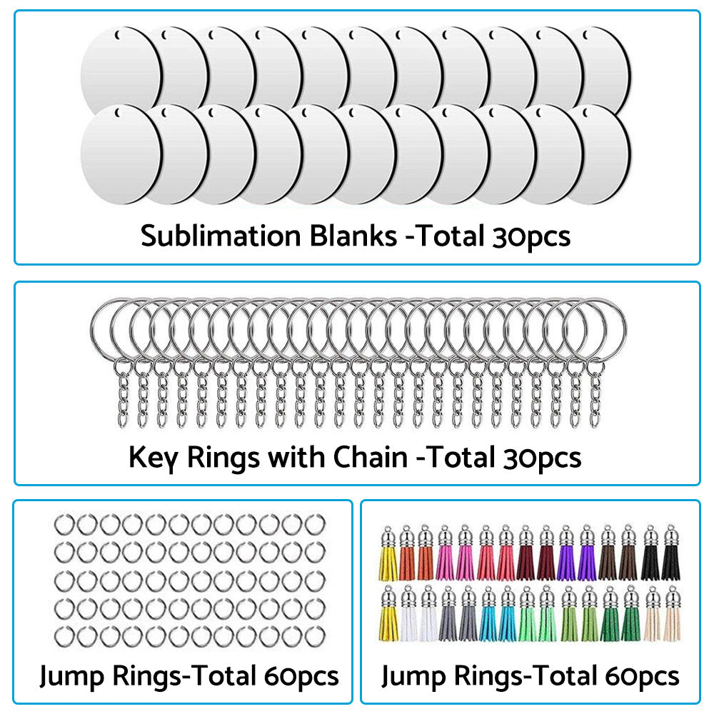 Bulk Keychain Ornament Set 150PCS Sublimation Blank Keychains Suitable For Crafts & Jewelry