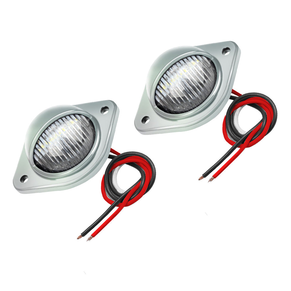 2x 12V LED Number Plate Lights Chrome Suitable For Car, Trailer, Truck, Caravan, Van & Boat