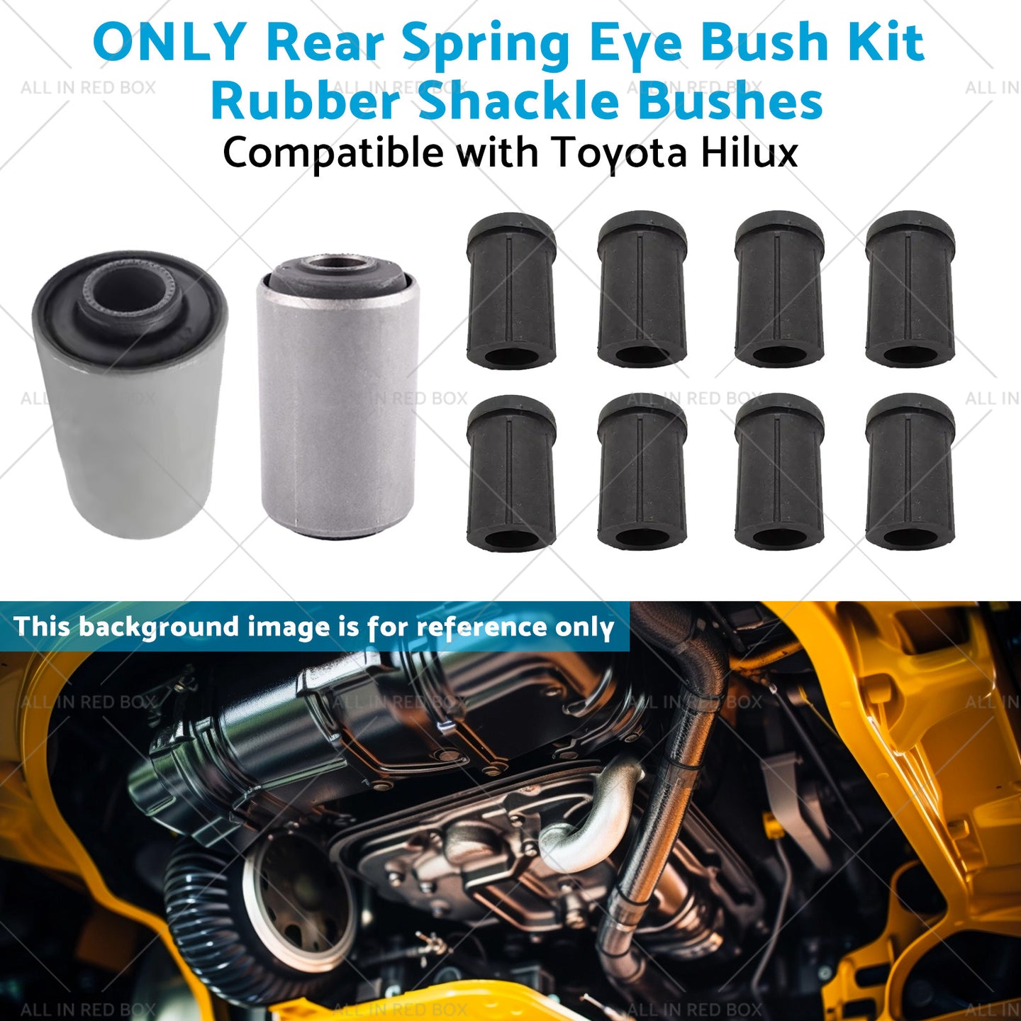{{ Rear Spring Eye Bush Kit Rubber Shackle Bushes Suitable for 91-04 Toyota Hilux }} - Buy Car Parts Online at {{ Kaka Auto Parts }}.