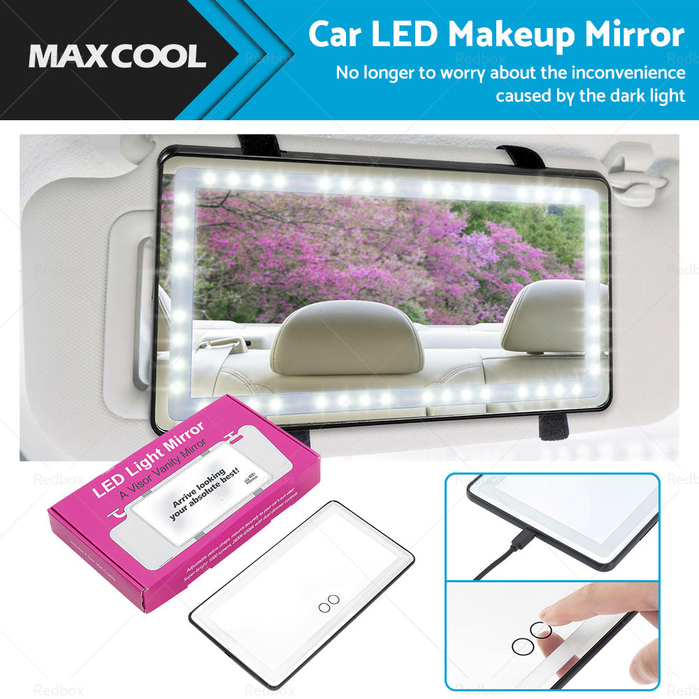 {{ Car Sun Visor Makeup Cosmetic Mirror Set with 3 Type 60 LED Light Black 26x13cm }} - Buy Car Parts Online at {{ Kaka Auto Parts }}.
