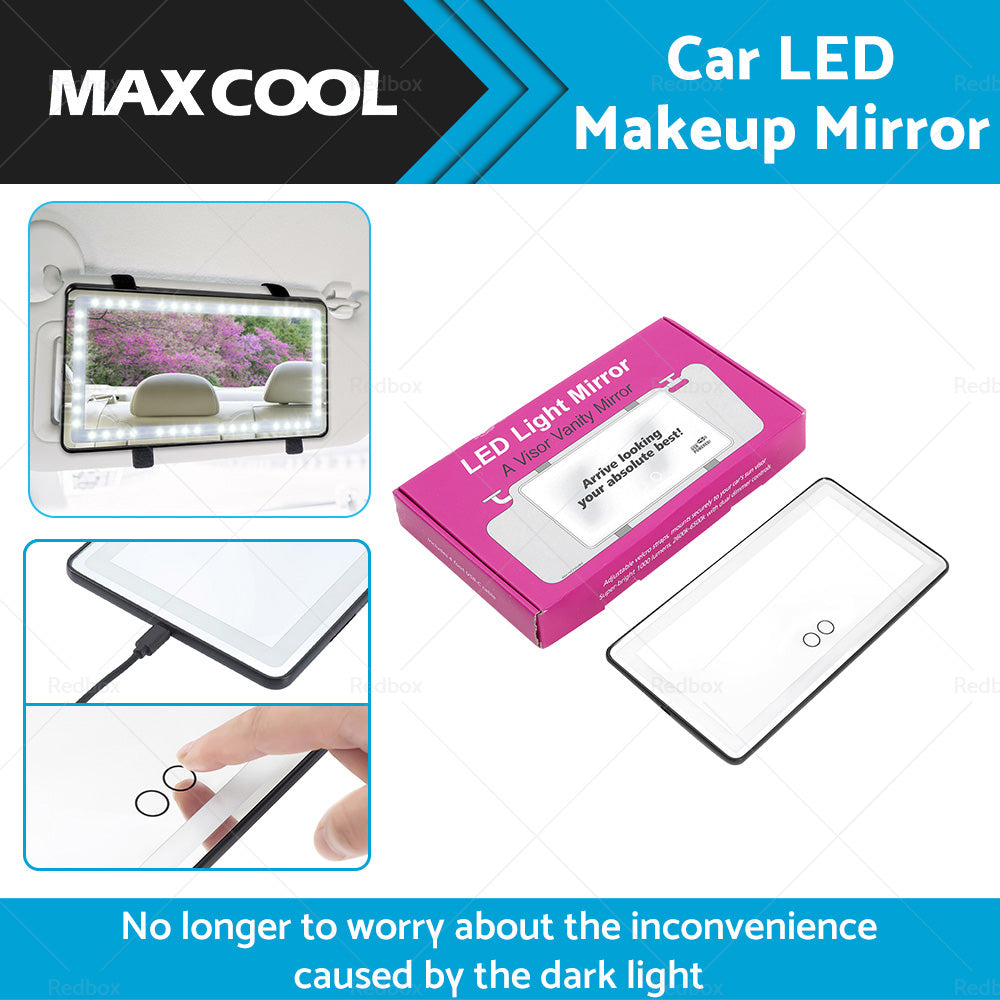 {{ Car Sun Visor Makeup Cosmetic Mirror Set with 3 Type 60 LED Light Black 26x13cm }} - Buy Car Parts Online at {{ Kaka Auto Parts }}.