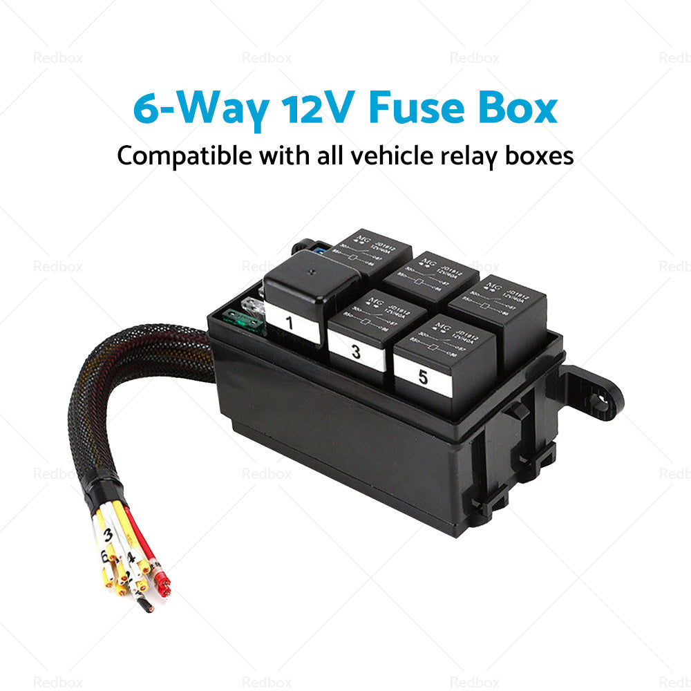 {{ 6-Way 12V Auto Waterproof Fuse Relay Holder Box Block 40A Relays with ATC Fuse }} - Buy Car Parts Online at {{ Kaka Auto Parts }}.