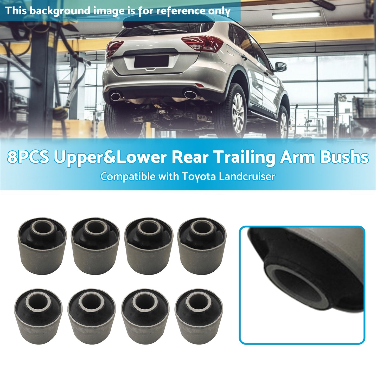 {{ 8x Upper and Lower Rear Trailing Arm Bush Kit Suitable for Toyota Landcruiser 80 105 }} - Buy Car Parts Online at {{ Kaka Auto Parts }}.