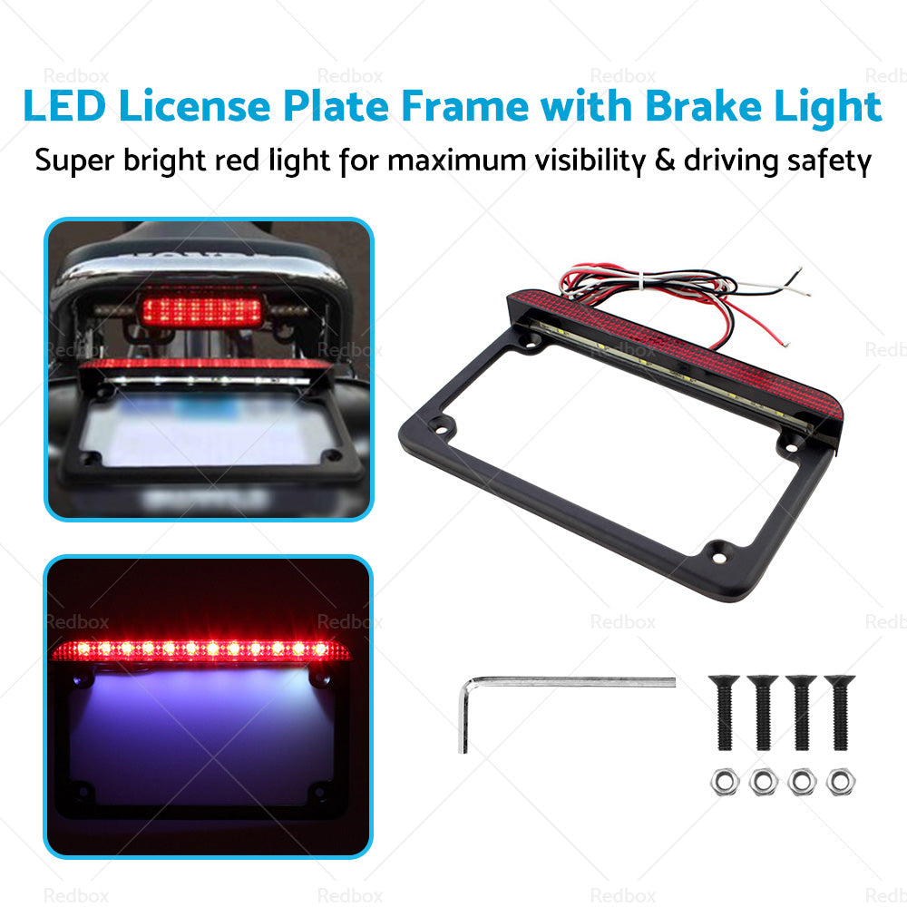 {{ Motorcycle License Plate Frame Bracket w  LED Brake Light  Suitable For Harley }} - Buy Car Parts Online at {{ Kaka Auto Parts }}.
