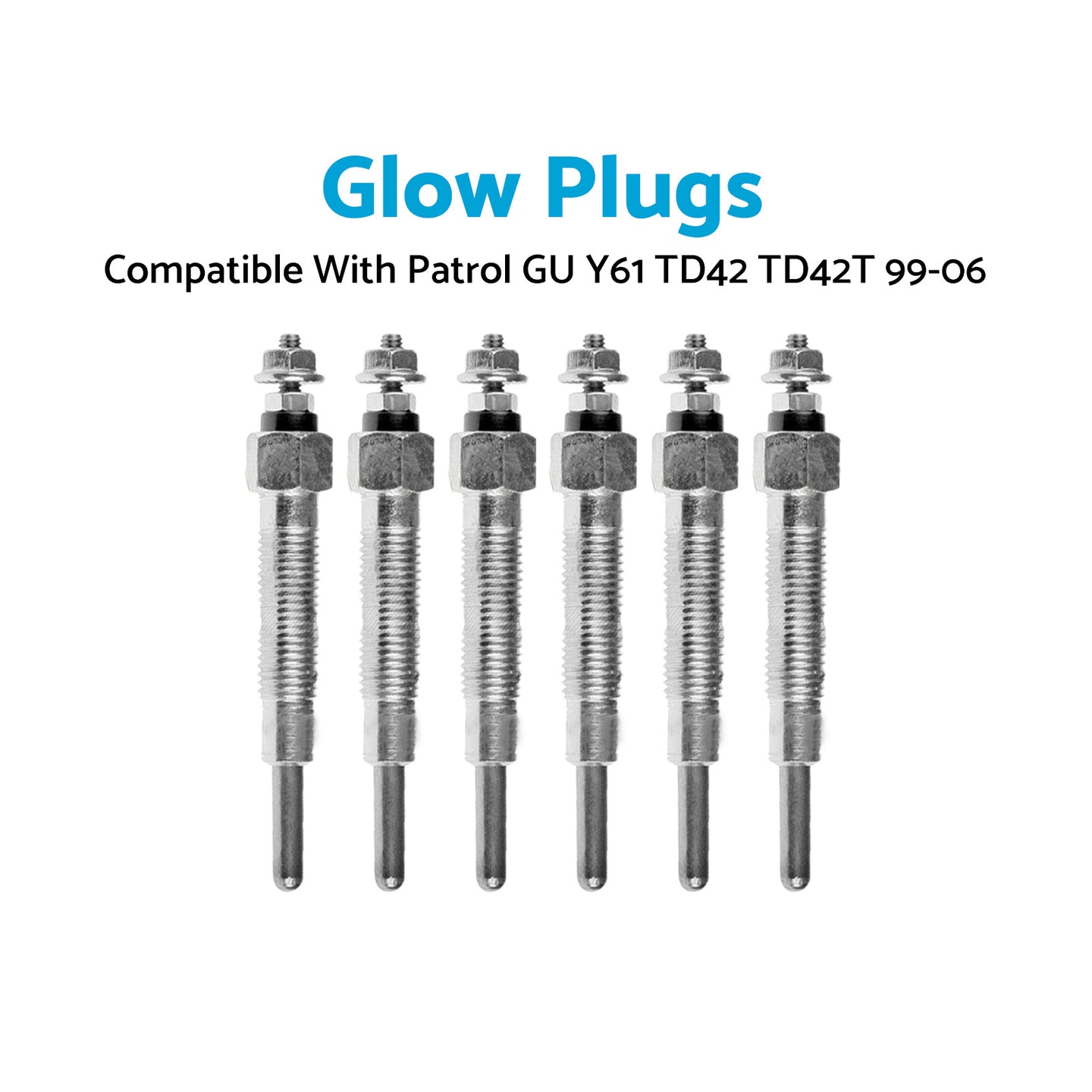 {{ Glow Plug X6 Suitable for Nissan Patrol GU Y61 TD42 TD42T 4.2L 99-06 11065-G2400 }} - Buy Car Parts Online at {{ Kaka Auto Parts }}.