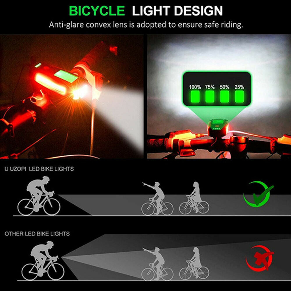 LED Bicycle Headlight with Horn and Speedometer USB-Rechargeable Front Bike Light Suitable For Bicycles