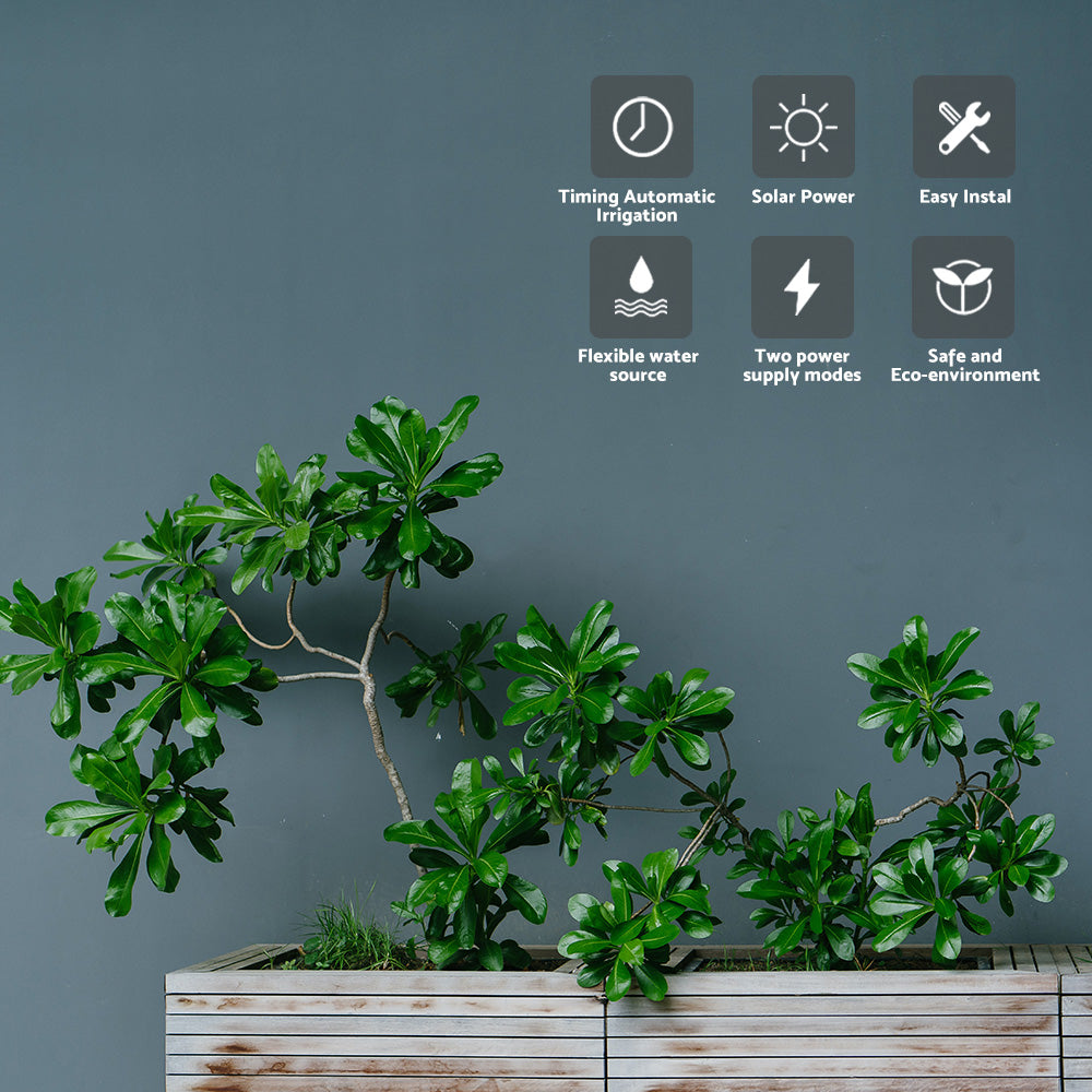 Smart Drip Self-Watering Irrigation Timer Kit 10M Solar-Powered Automatic Plant Watering System