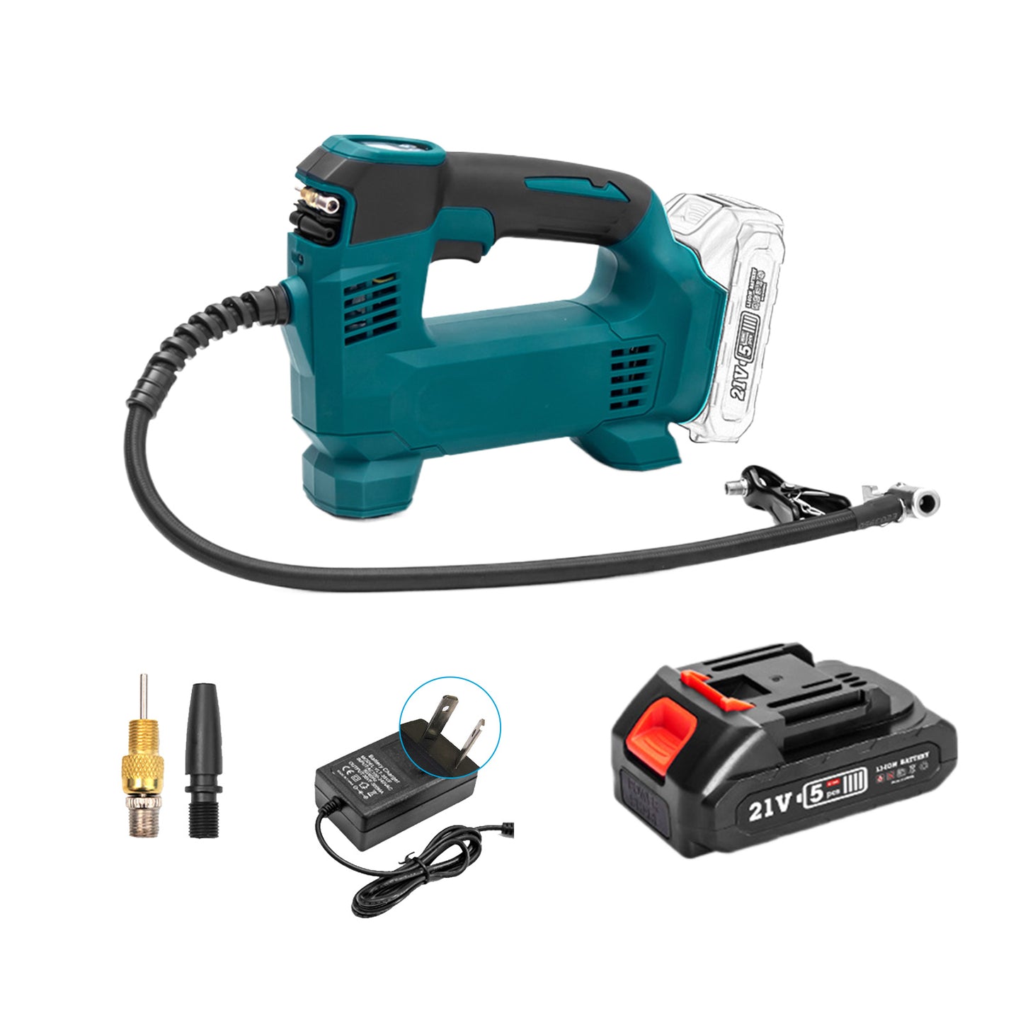 Cordless Portable Tyre Inflator Pump With Battery Charger Suitable For Makita 18V Battery