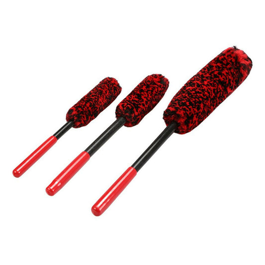 Set of 3 Wheel Woolies Luxury Super Plush Soft Alloy Wheel Cleaning Brush Kit