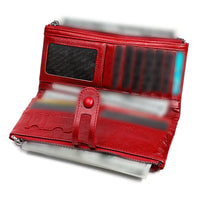 Leather Wallet Unisex Zip-Around Card Coin Holder Brown Black Red