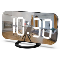 Digital Alarm Clock with Mirror LED Display Suitable For Wall & Bedroom, Snooze Function, Dim Mode